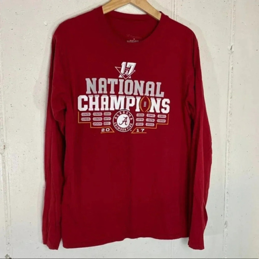 Fanatics Alabama Crimson Tide Shirt M Red 2017 National Champions Long Sleeve
